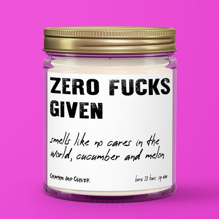 Zero Fucks Given Cucumber and Melon 9 oz candle-Candles-[Womens_Boutique]-[NFR]-[Rodeo_Fashion]-[Western_Style]-Calamity's LLC
