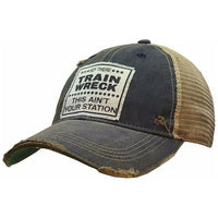 Hey There Train Wreck This Ain't Your Station Distressed Trucker Cap-Hats-[Womens_Boutique]-[NFR]-[Rodeo_Fashion]-[Western_Style]-Calamity's LLC