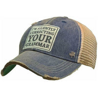 I'm Silently Correcting Your Grammar Distressed Trucker Cap-Hat-[Womens_Boutique]-[NFR]-[Rodeo_Fashion]-[Western_Style]-Calamity's LLC