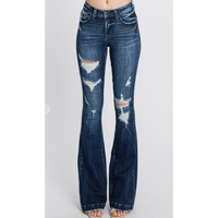 Dark Wash Mid-Rise Flare Jeans-Bottoms-[Womens_Boutique]-[NFR]-[Rodeo_Fashion]-[Western_Style]-Calamity's LLC