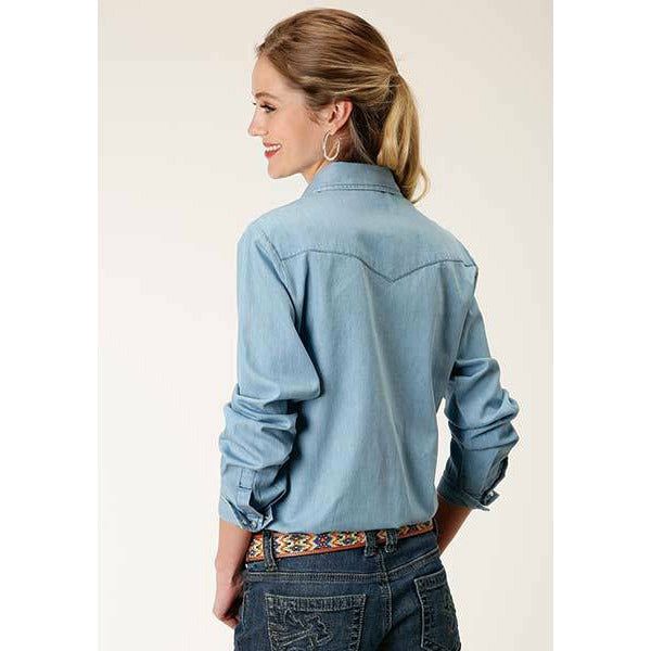 Roper Denim Button Up-Shirt-[Womens_Boutique]-[NFR]-[Rodeo_Fashion]-[Western_Style]-Calamity's LLC
