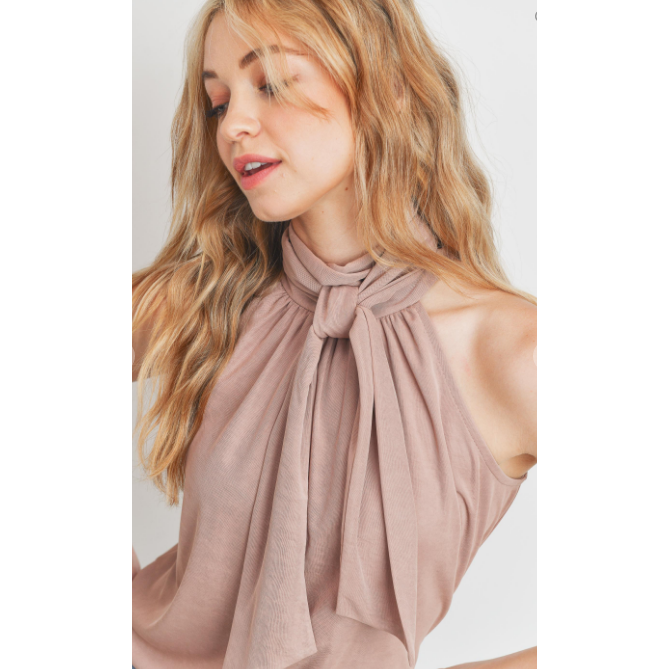 Taupe Halter tieback knit top-Camis/Tanks-[Womens_Boutique]-[NFR]-[Rodeo_Fashion]-[Western_Style]-Calamity's LLC